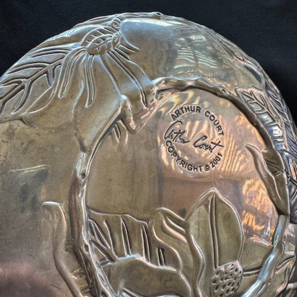 Arthur Court Vintage Aluminum Magnolia 8" Cheese Appetizer Serving Plate #06 - Picture 3 of 9